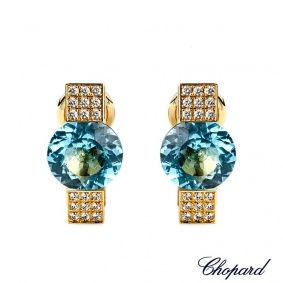 Chopard 18k Yellow Gold Diamond and Topaz Earclips B&P 843975-0005